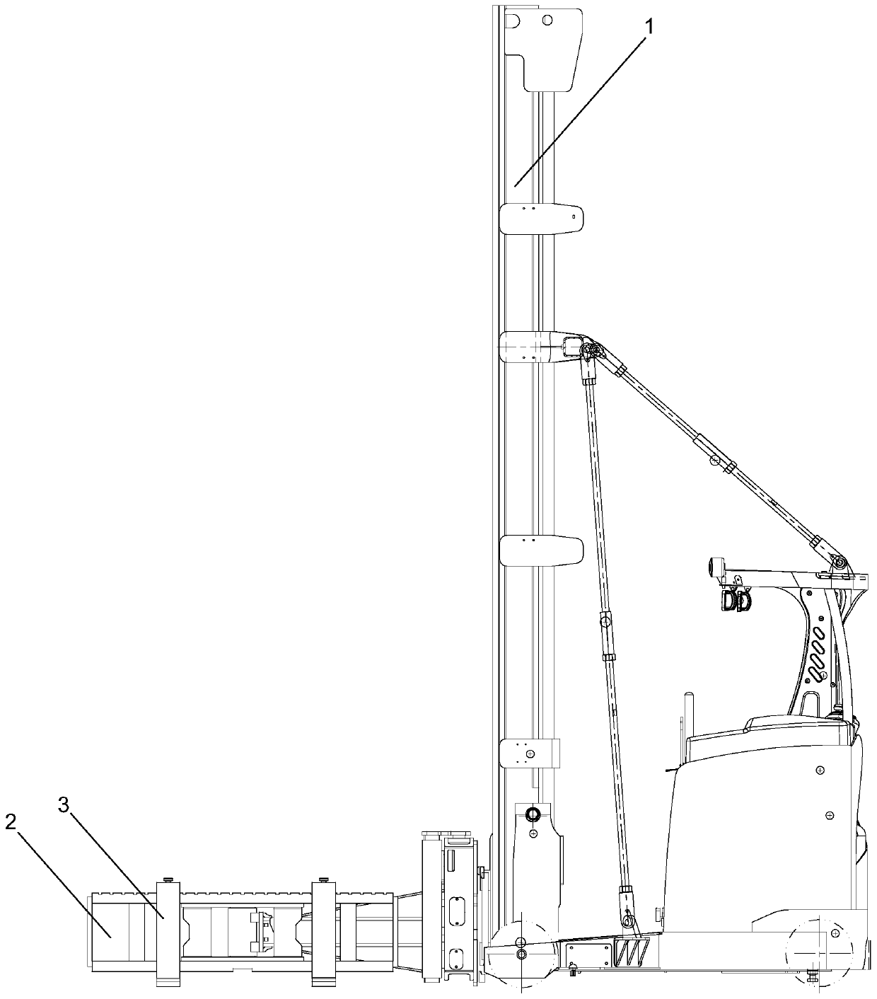 A three-way attachment of an AGV forklift and its working method