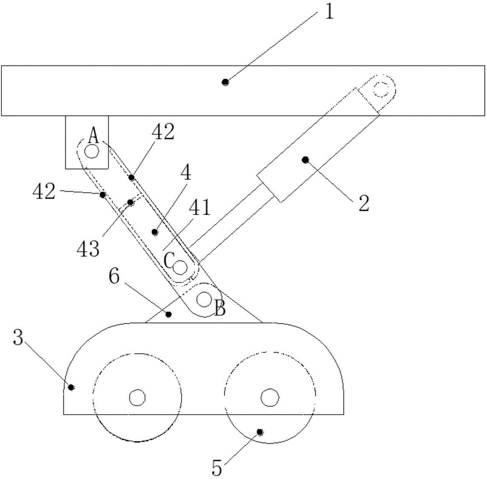 Supporting leg mechanism and bridge detection vehicle