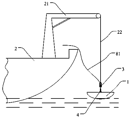 System and method for automatic unhooking and hooking by lifting and placing of unmanned ship