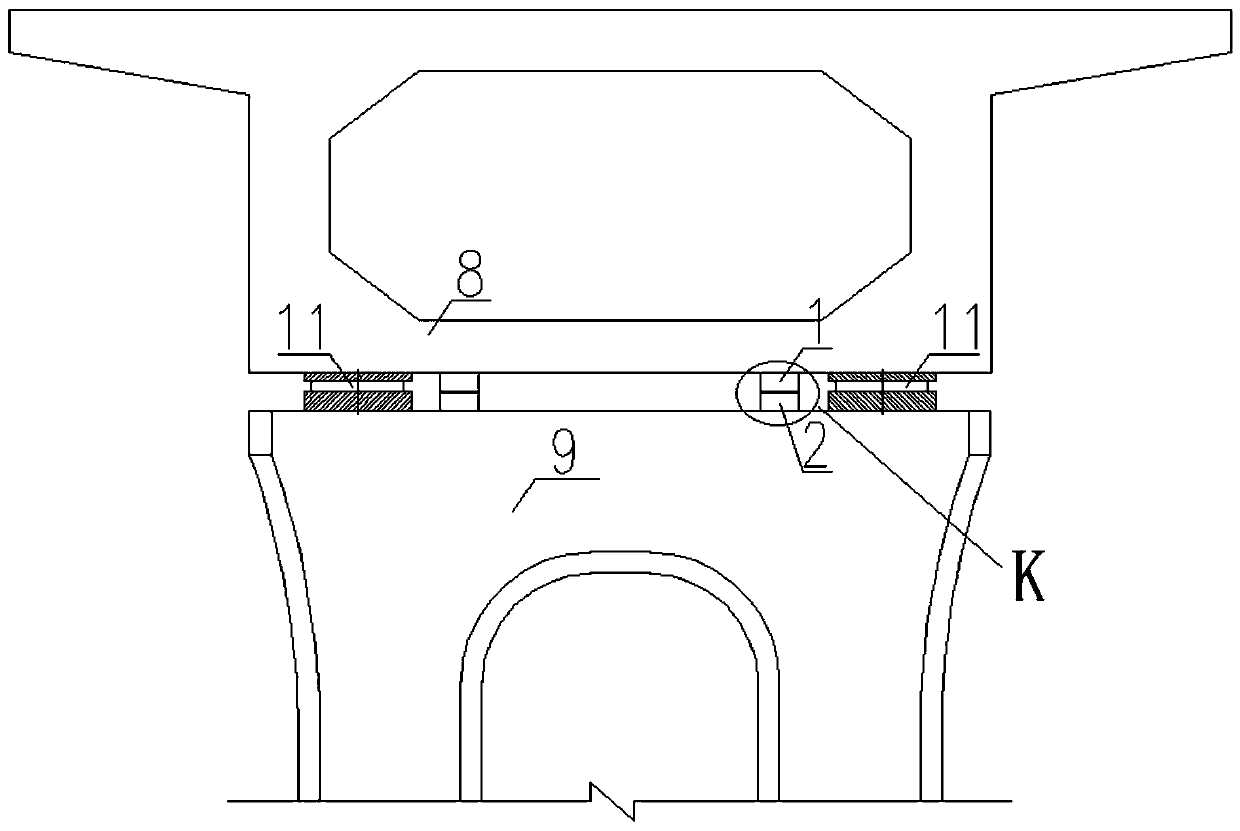 Anti-overturning type bridge limiting stop block device