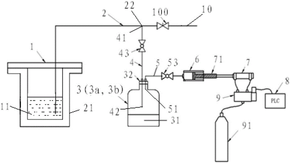 Long-distance automatic sampling device and method for liquid-state hydrogen fluoride solution