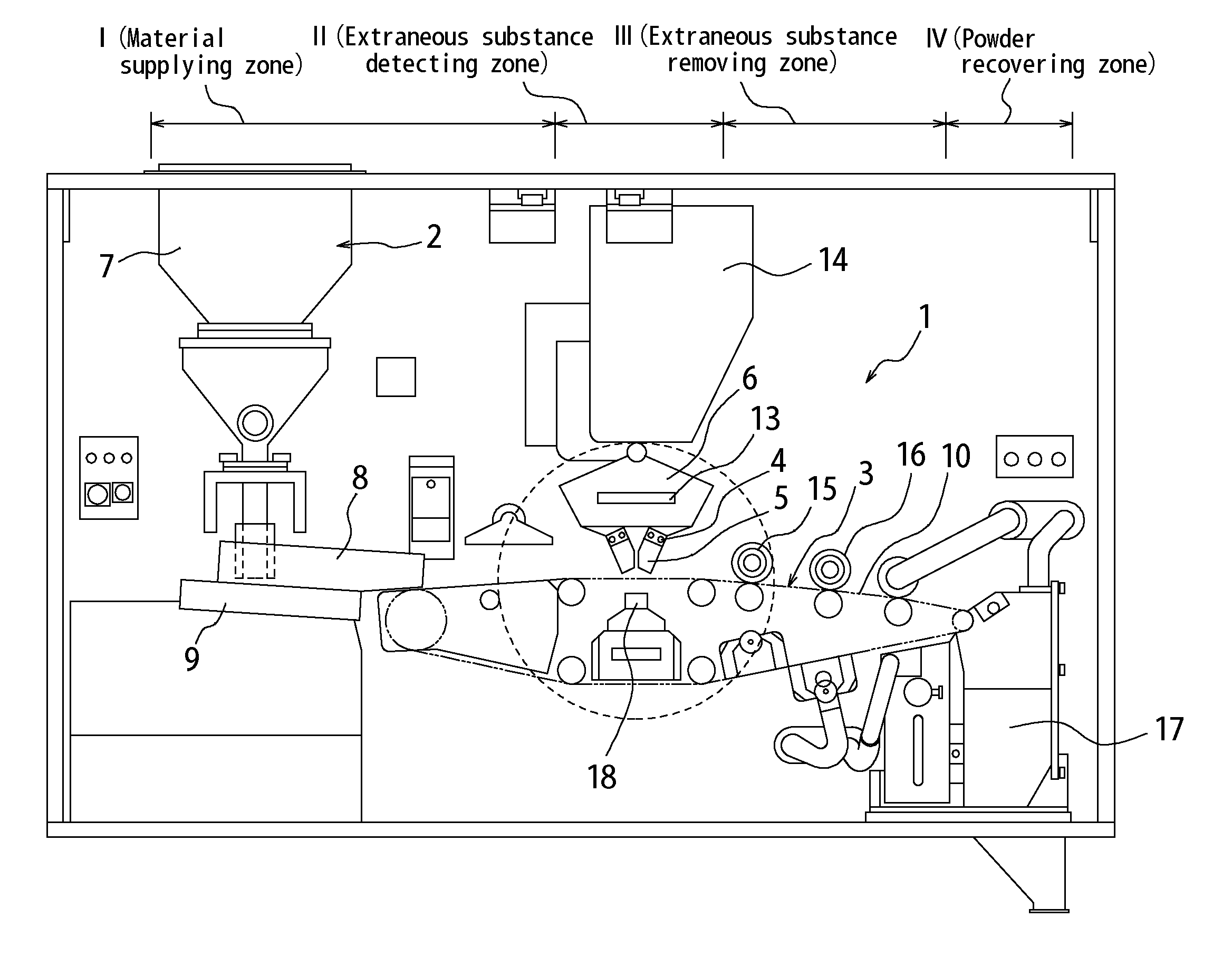 Method and apparatus for detecting colored foreign particles in quartz powder material