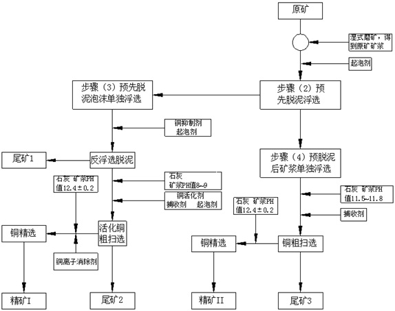 A kind of beneficiation method of easy muddy and easy floating copper-bearing talc-serpentinite ore