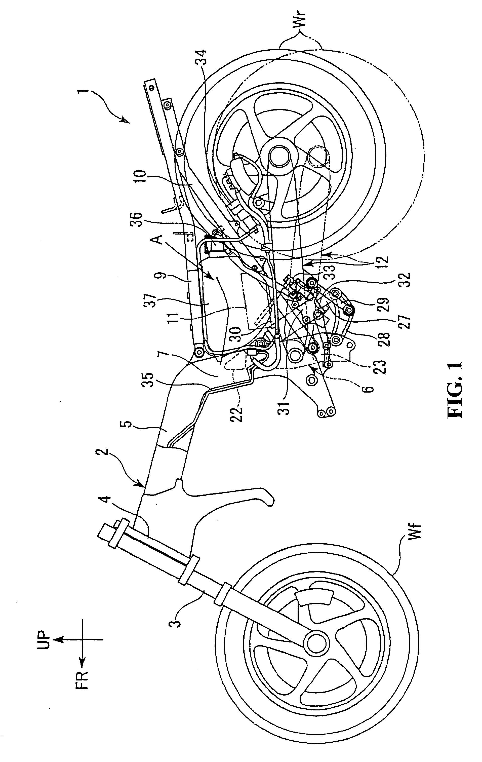 Support section structure for a swing arm