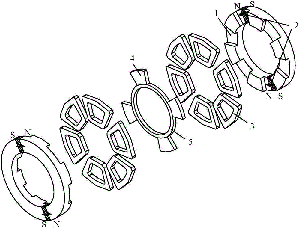 Stator permanent-magnetic doubly salient disc-type motor