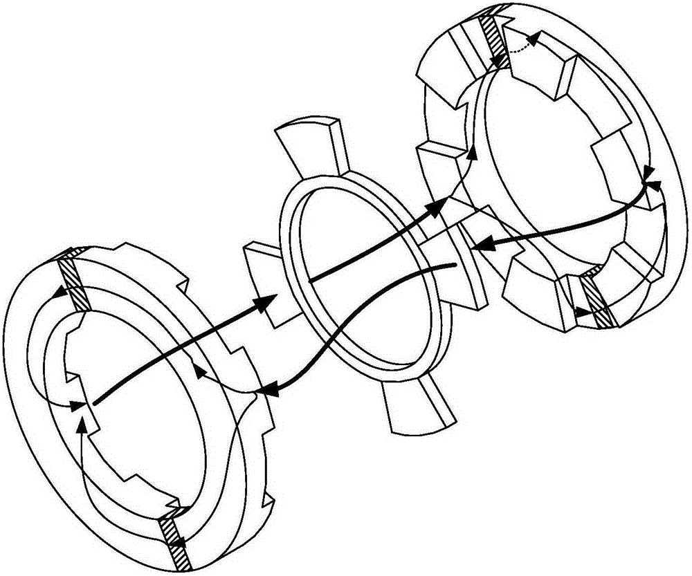 Stator permanent-magnetic doubly salient disc-type motor