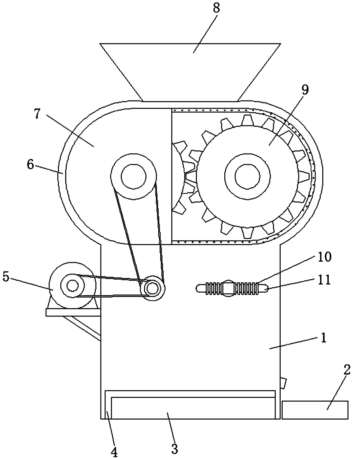 Crushing device used for casting sand recovery in casting process