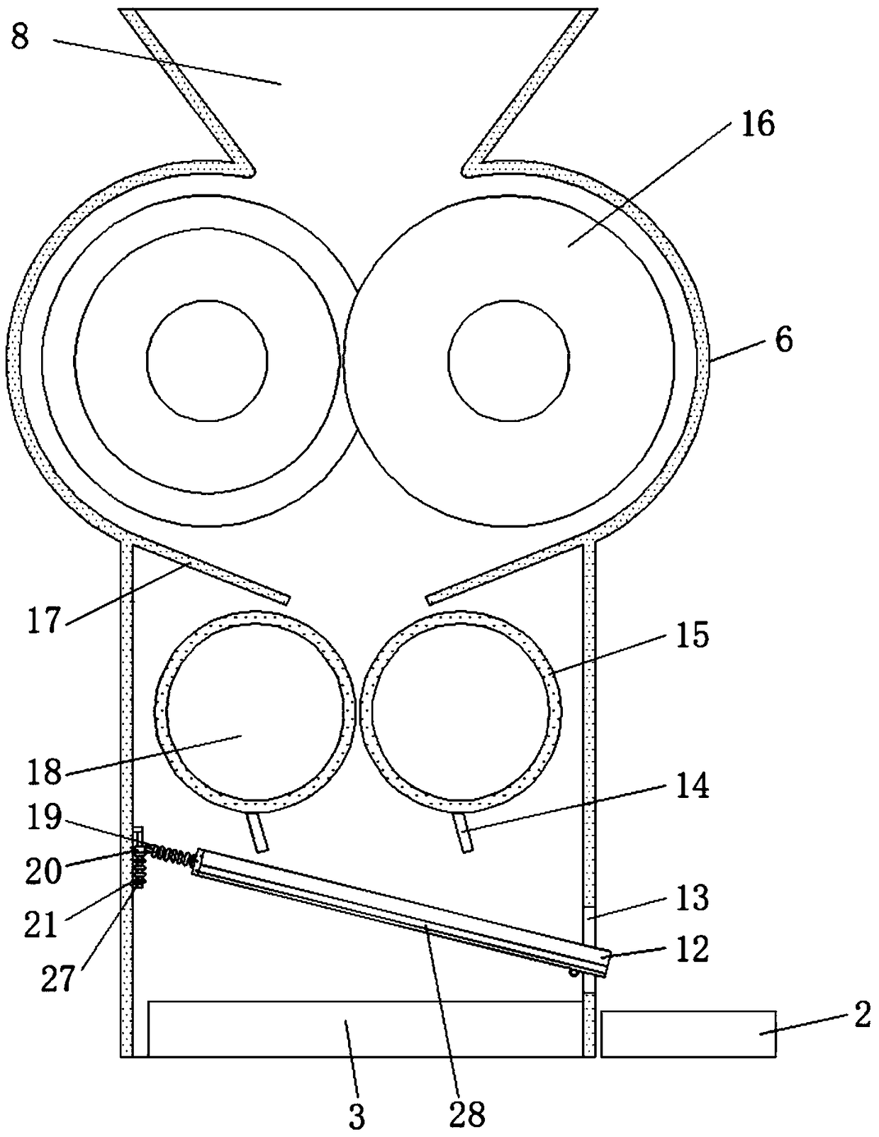 Crushing device used for casting sand recovery in casting process