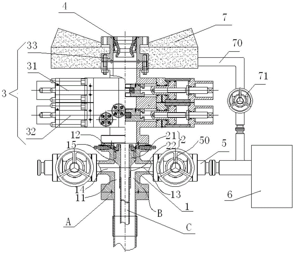 Device and technological method for pulling lower oil tube