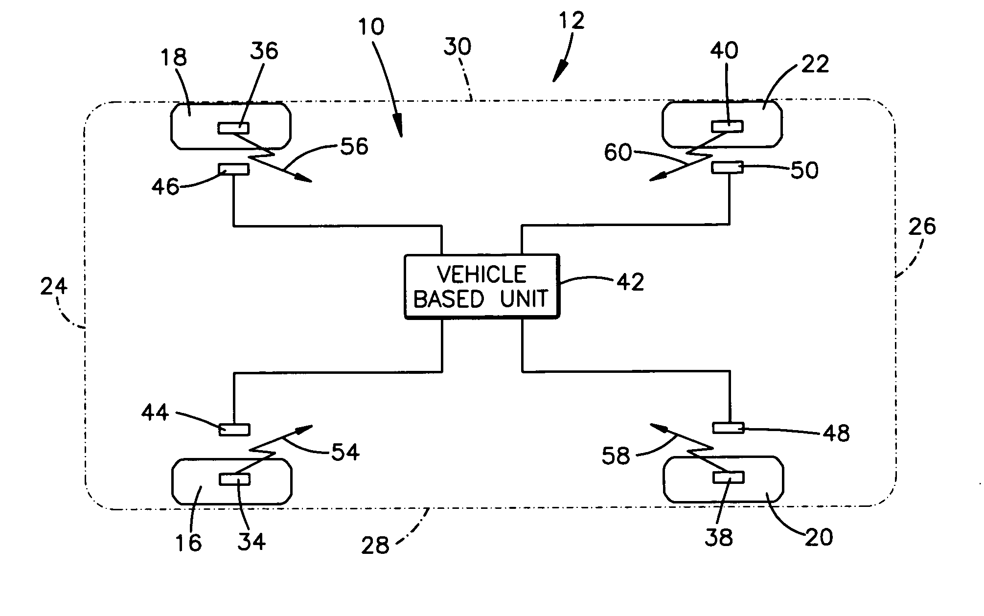 Tire parameter sensing system having a tire rotation dependent transmission scheme