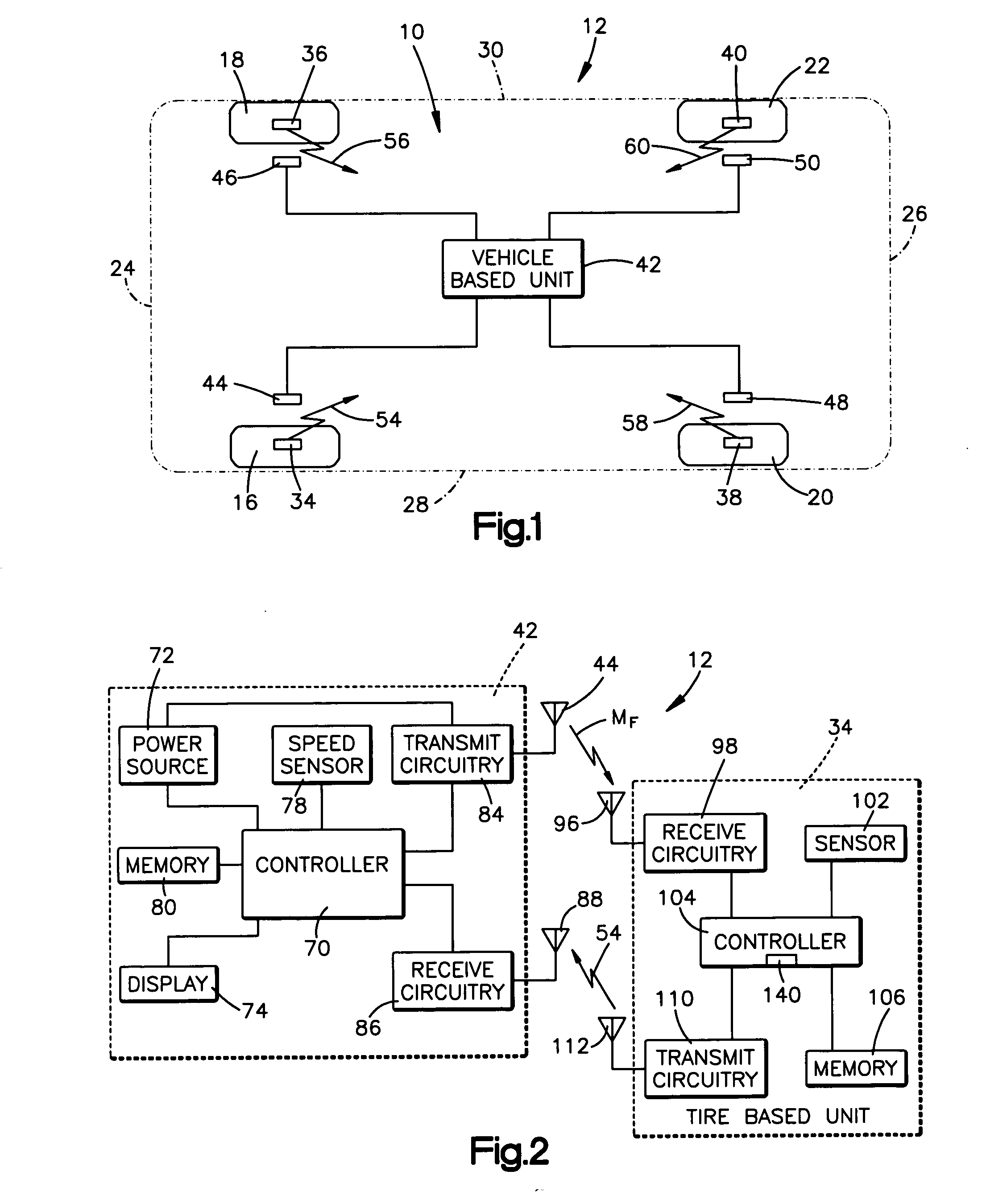 Tire parameter sensing system having a tire rotation dependent transmission scheme