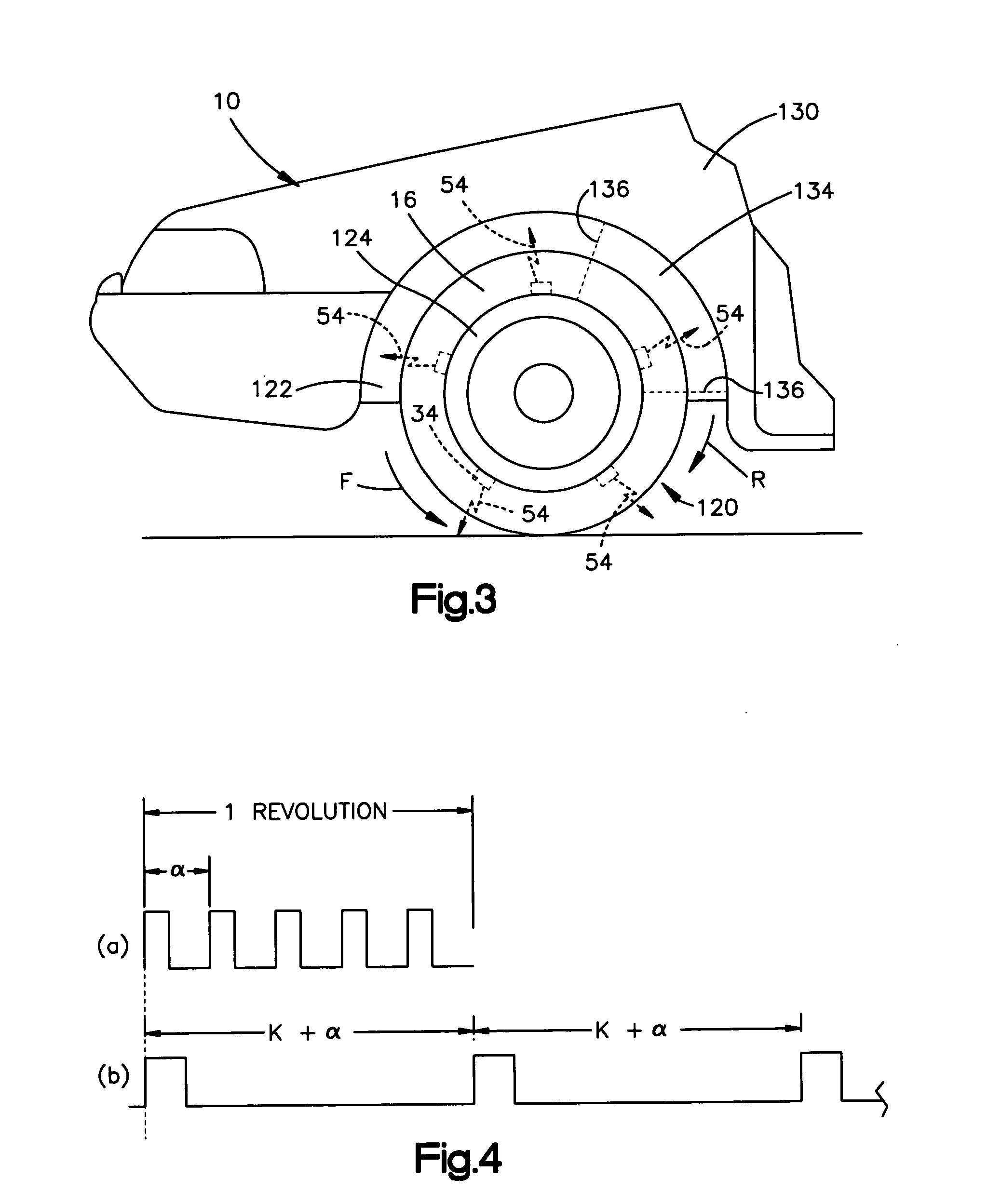 Tire parameter sensing system having a tire rotation dependent transmission scheme