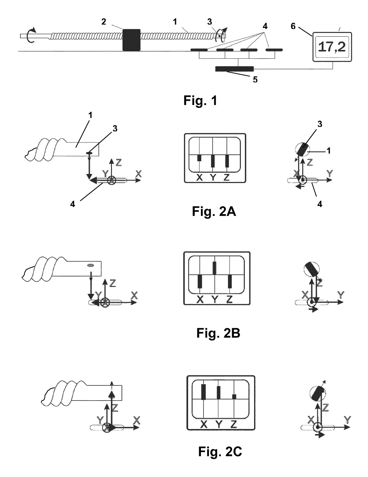 System for determining position of an element in relation to another element using magnetic fields