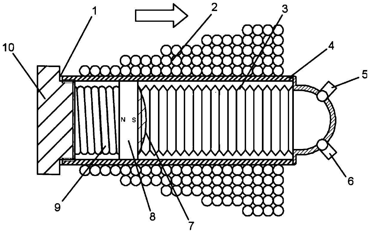 Single-chamber reciprocating blood pump with magnetic and elastic linkage