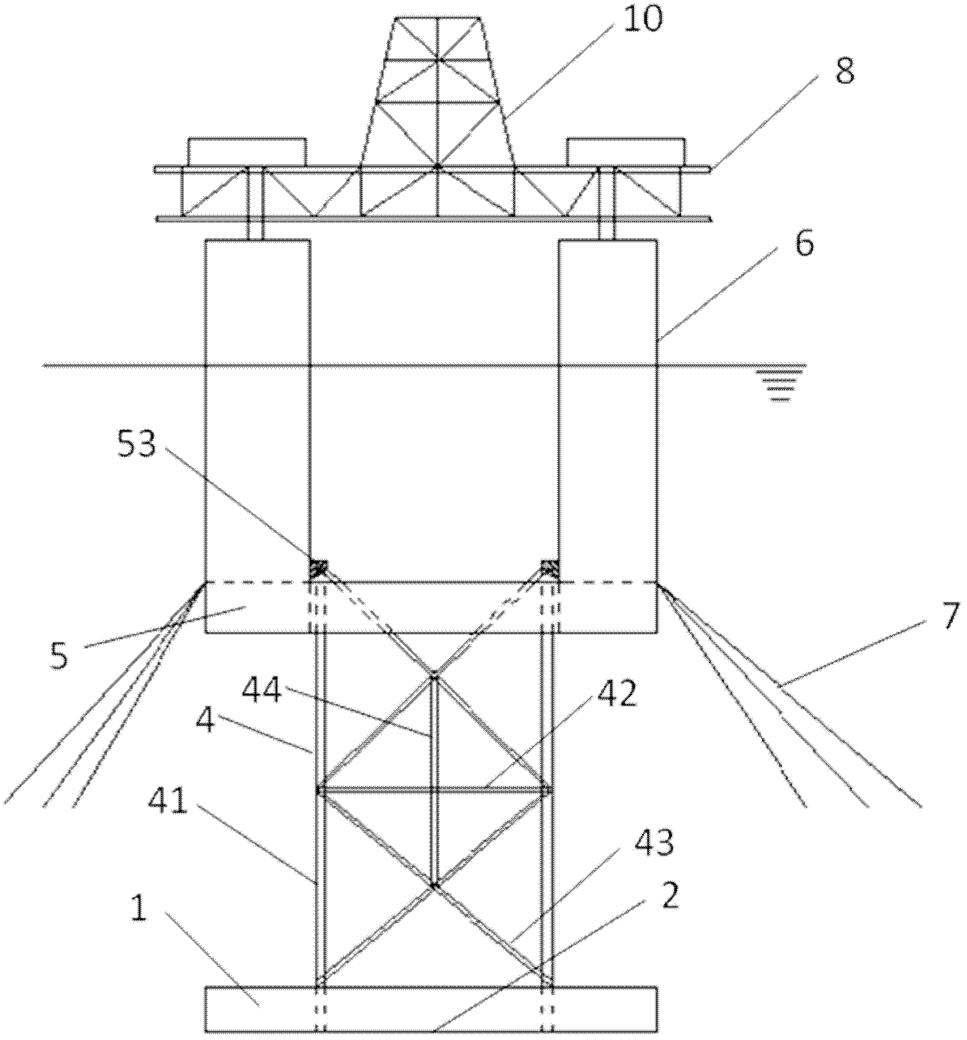 Heavy draught truss type floating platform