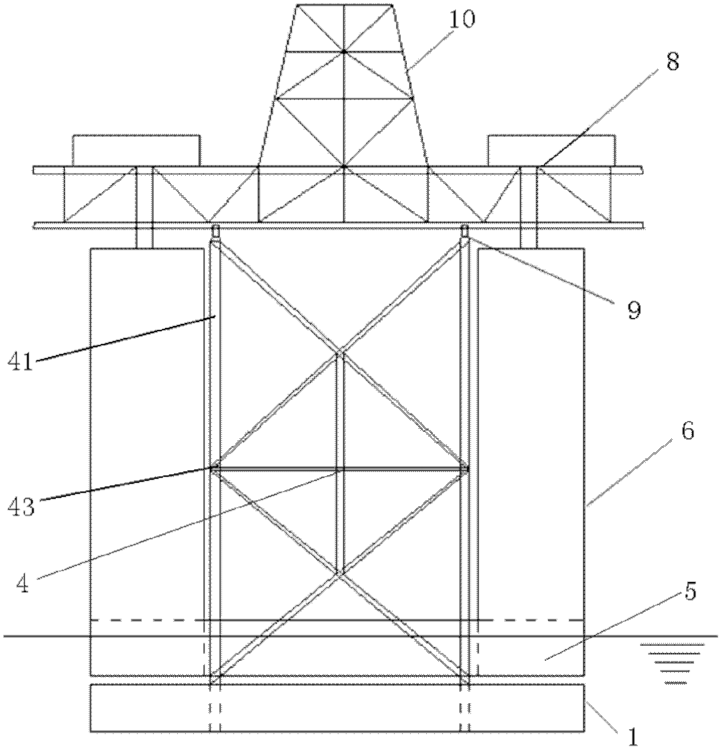 Heavy draught truss type floating platform