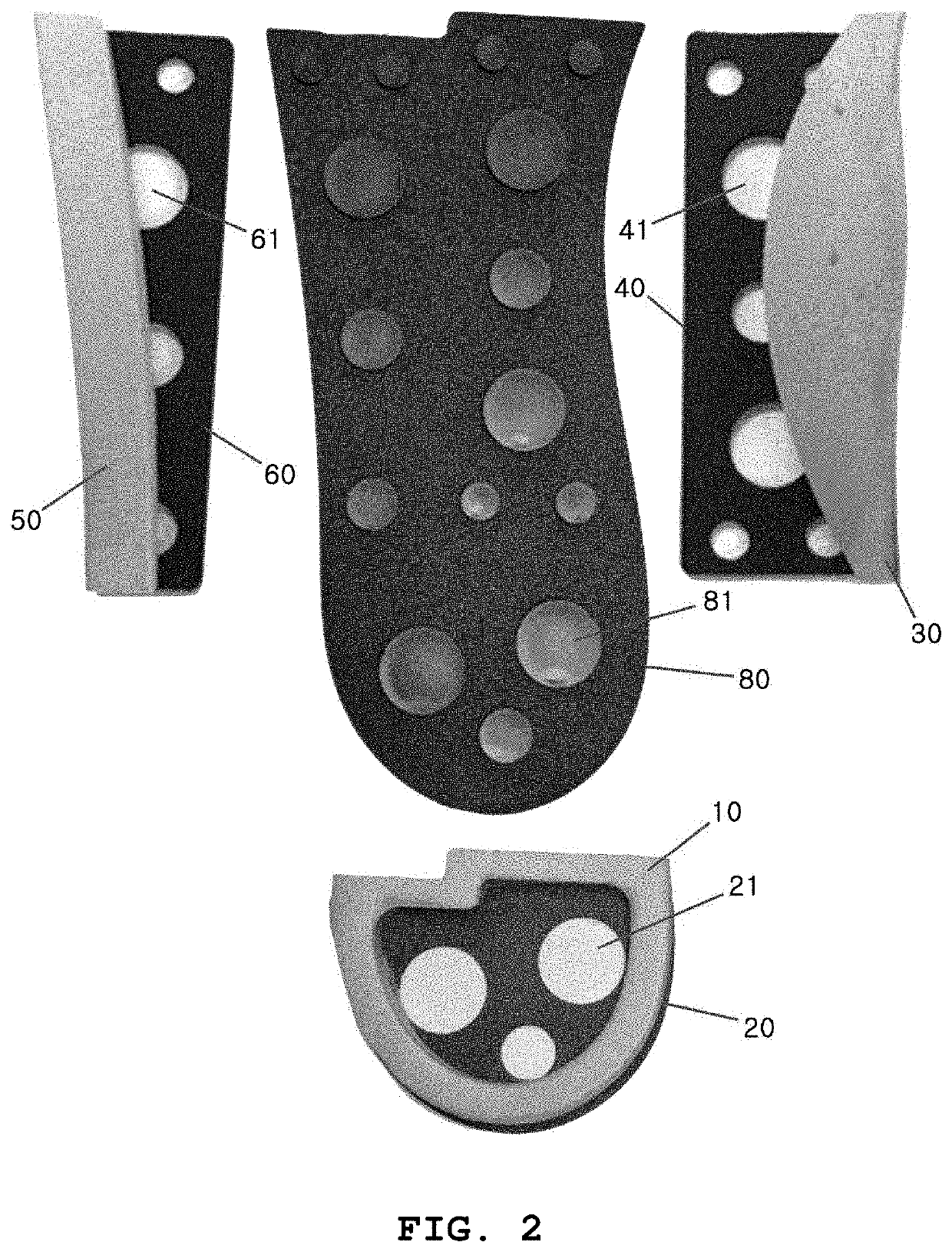 Assembly-type insole for footwear