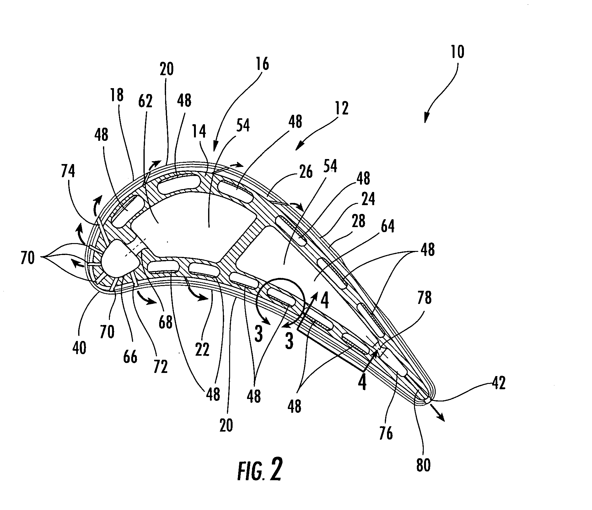 Turbine airfoil with floating wall mechanism and multi-metering diffusion technique