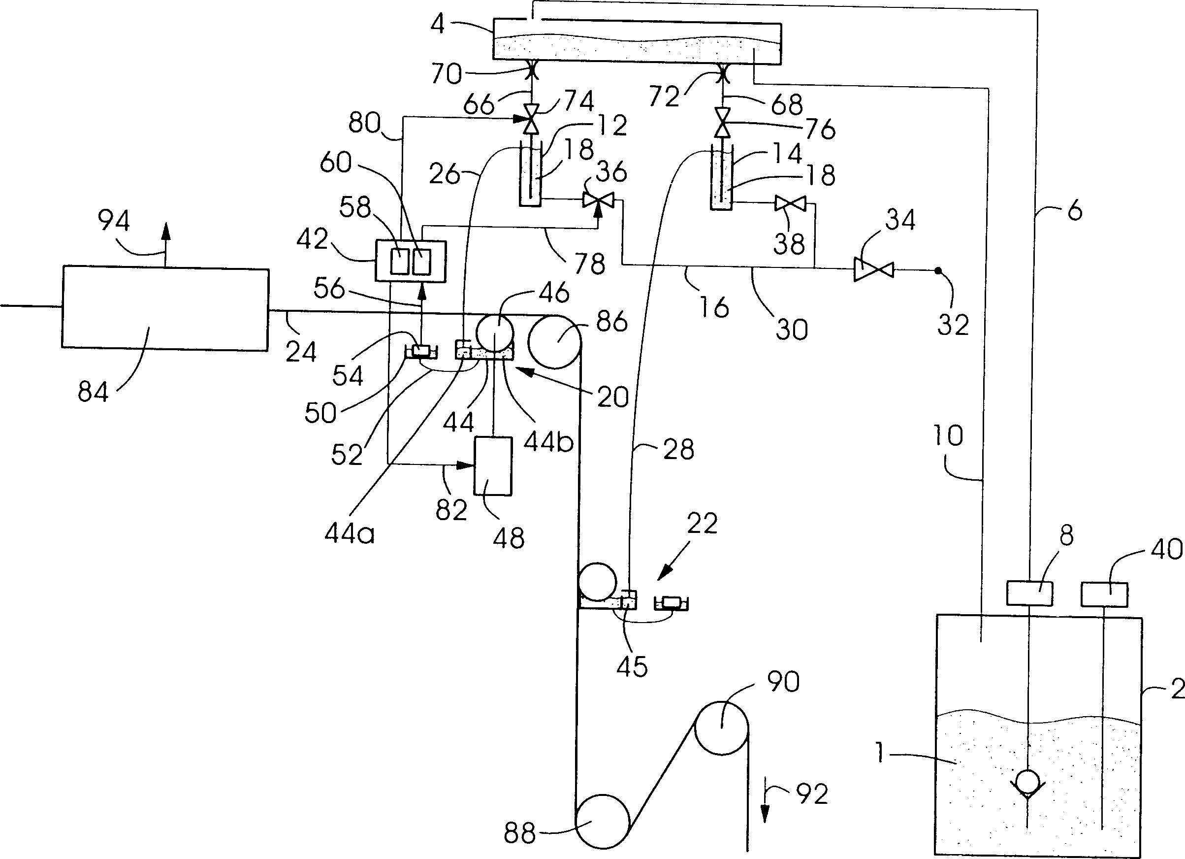 Method and appts. for coating liquid mixture onto strip print material