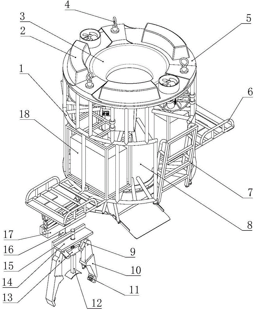 Stone falling pipe stone dumping device for treating suspended spanning of submarine pipeline