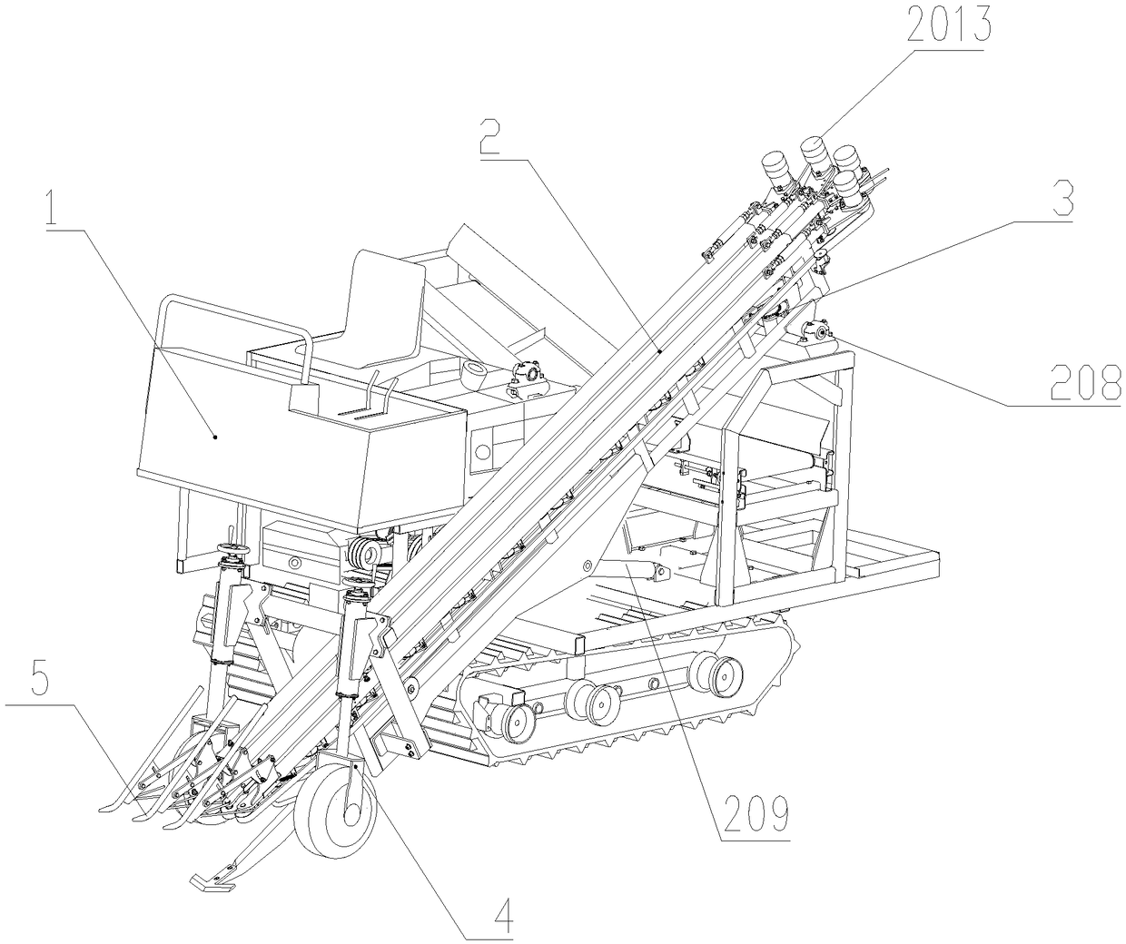 Plant picking and conveying and root cutting and separating integrated device for carrot harvester