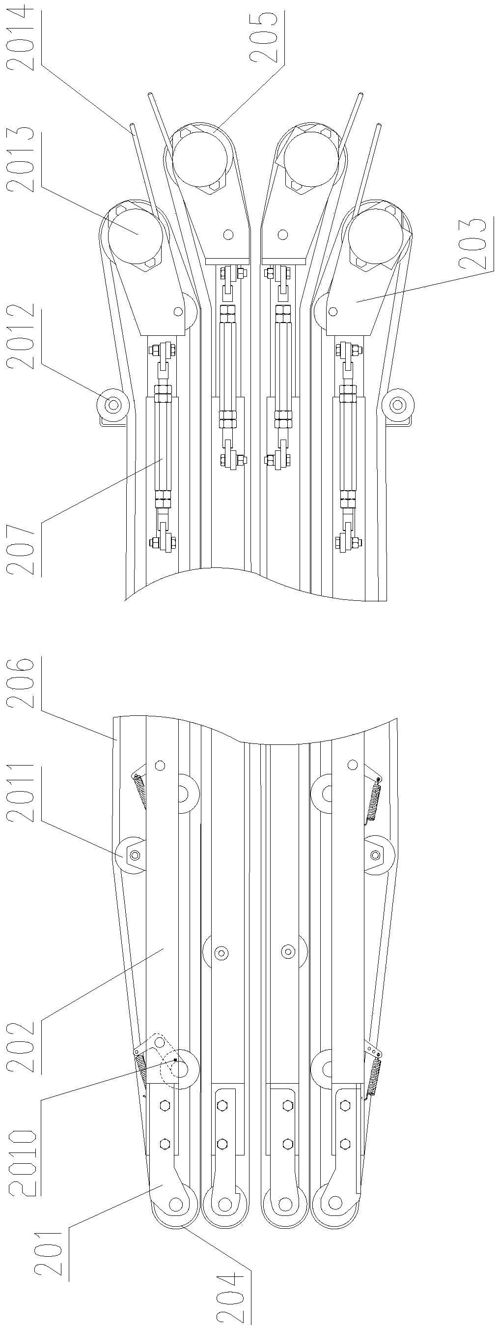 Plant picking and conveying and root cutting and separating integrated device for carrot harvester