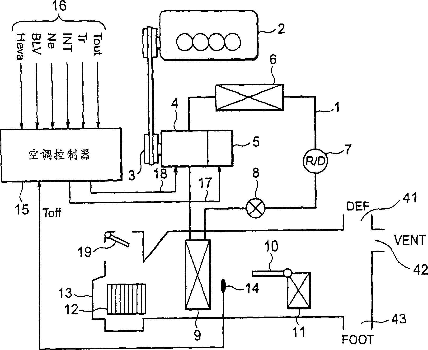 Motor-vehicle airconditioner using mixed compressor