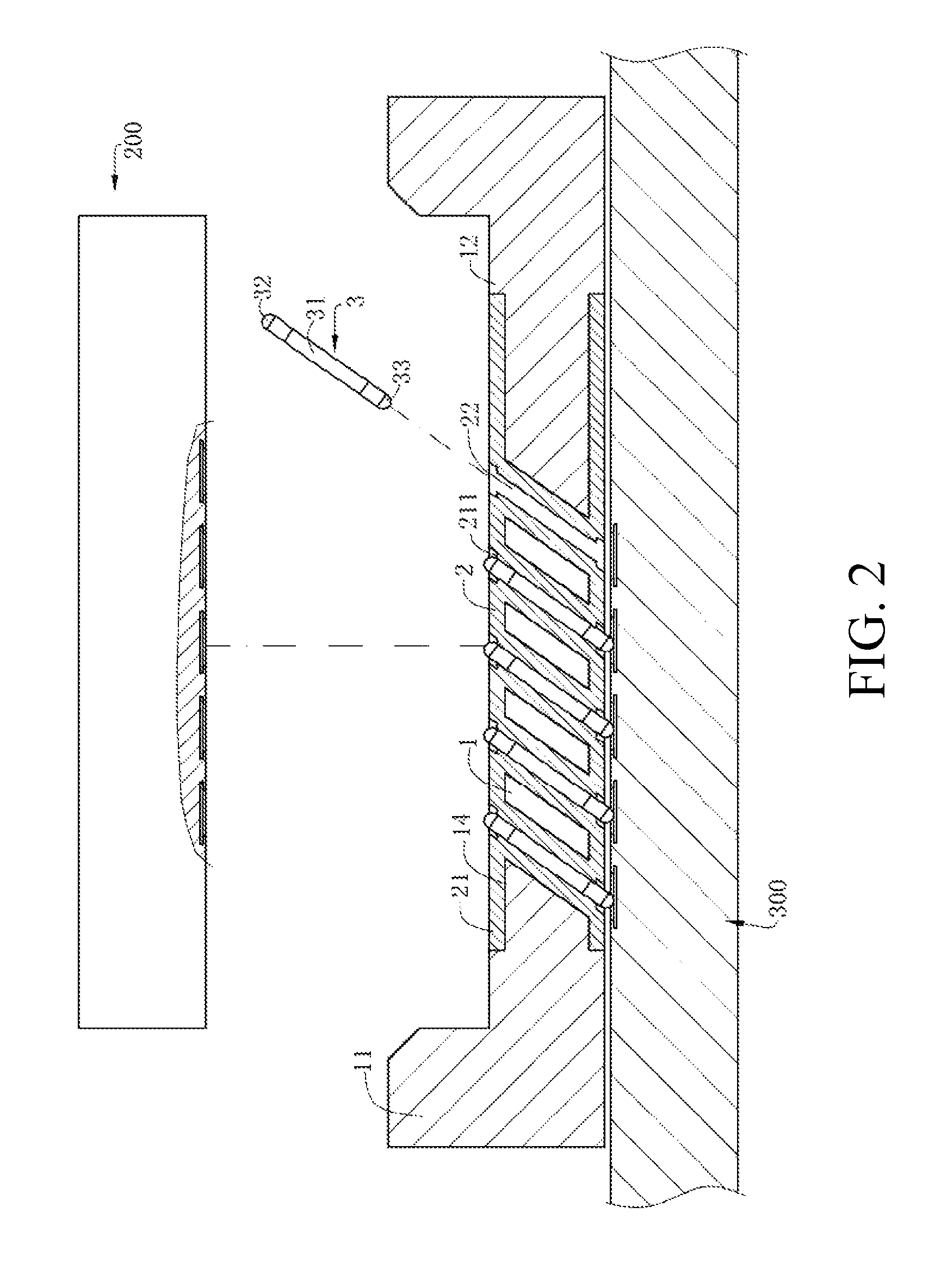 Electrical connector with a plurality of contacts recived in a plurality of slots in a plurality of elastic bodies integrally formed with an insulating body