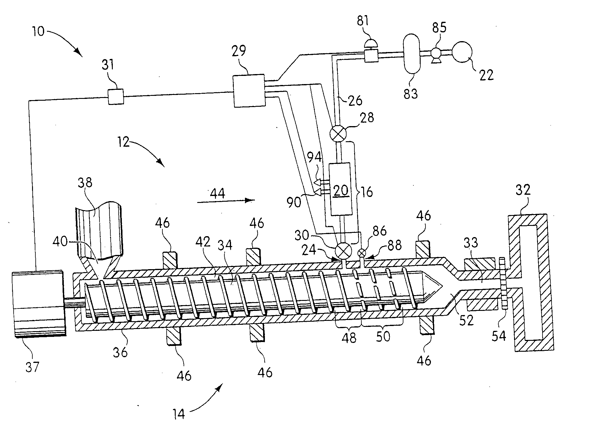 Blowing agent introduction systems and methods