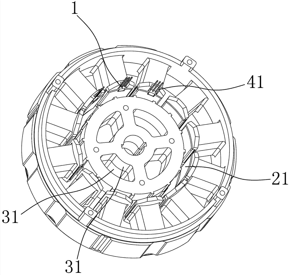 Oblique pole type motor Hall installation structure