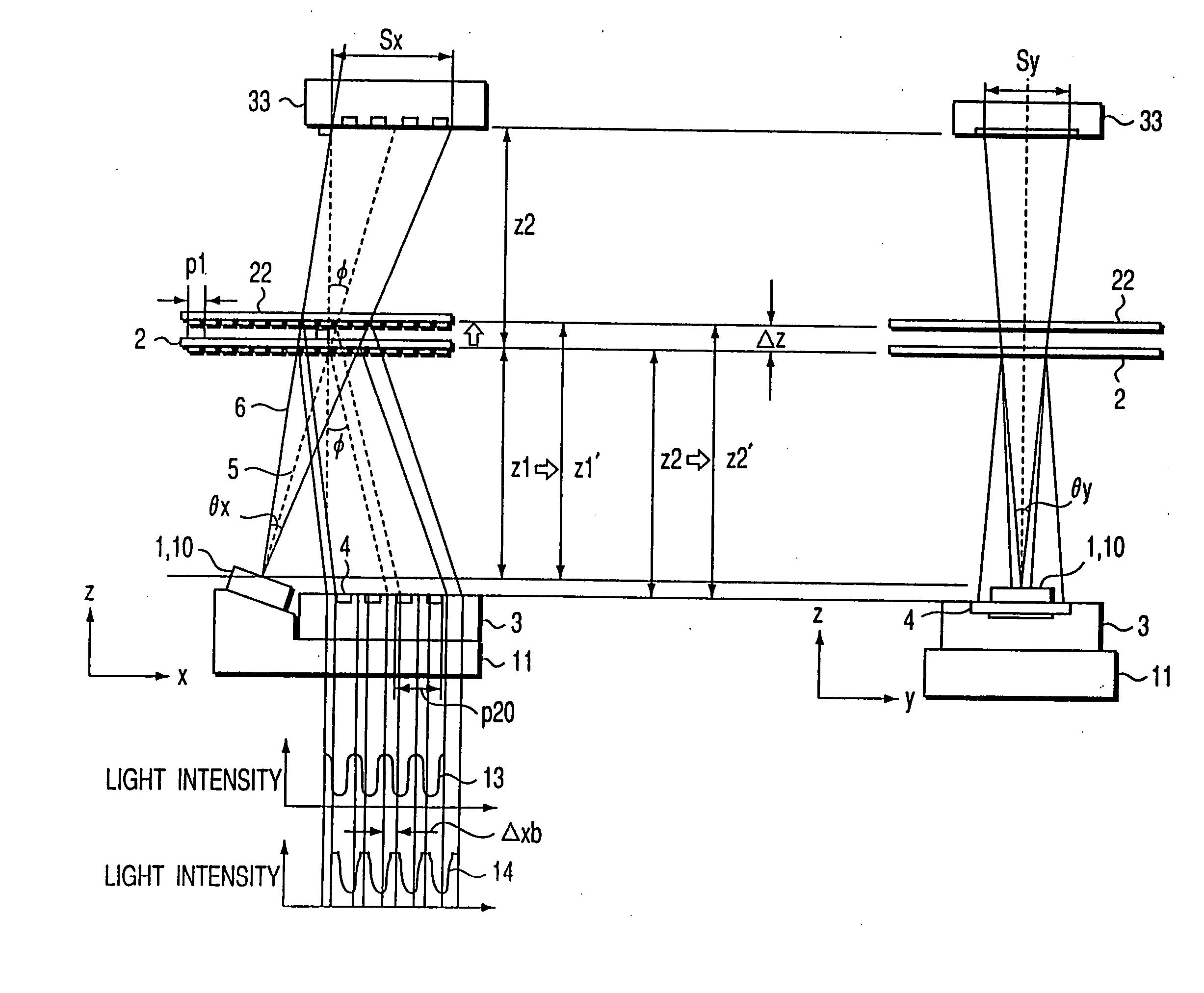 Optical displacement sensor and optical encoder