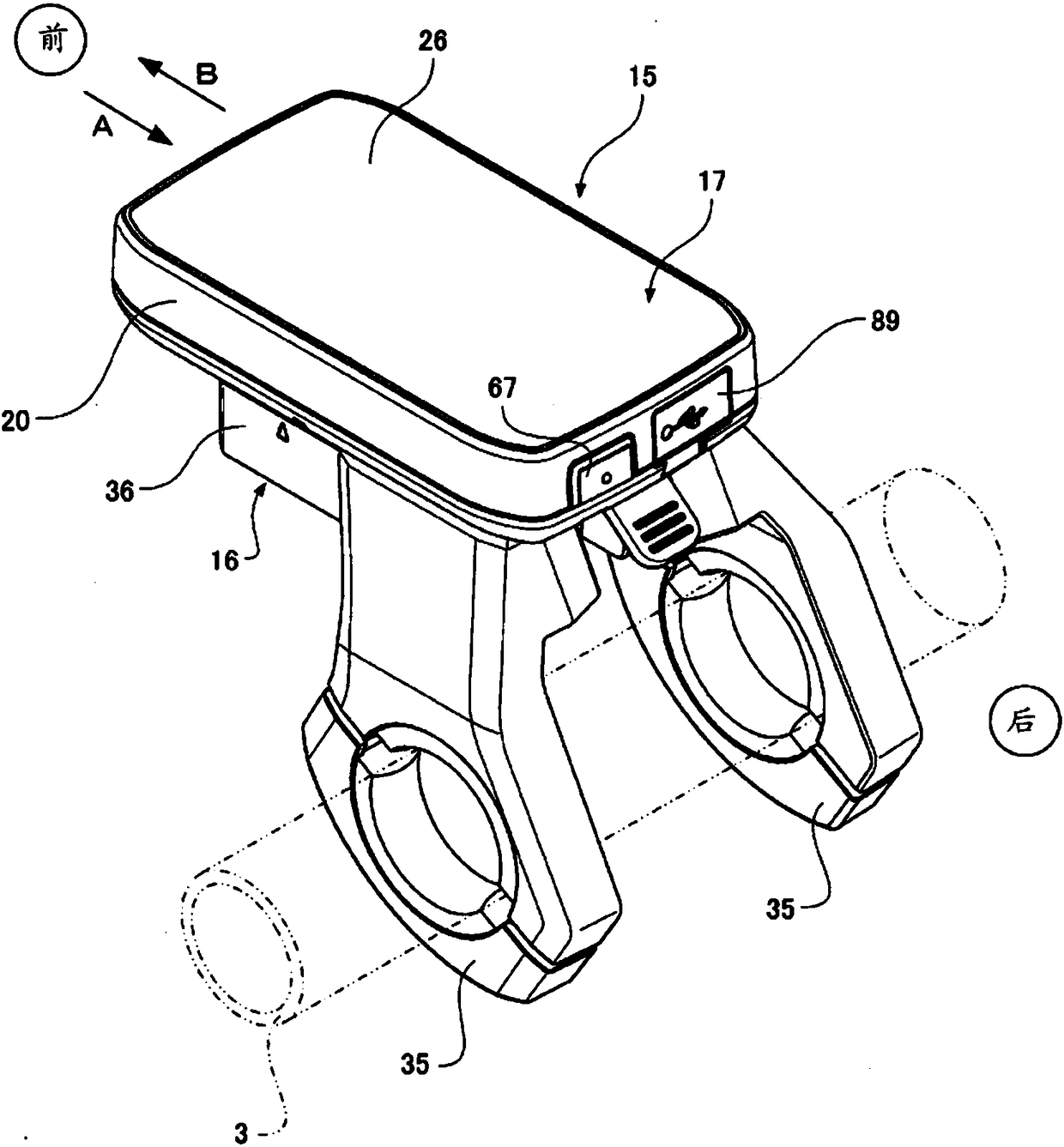 Vehicle display device and bicycle