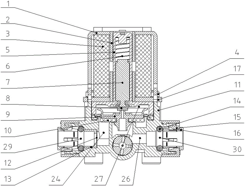 Anti-blocking and self-cleaning effluent proportional solenoid valve