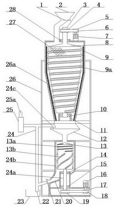 A cone type tartary buckwheat hulling device