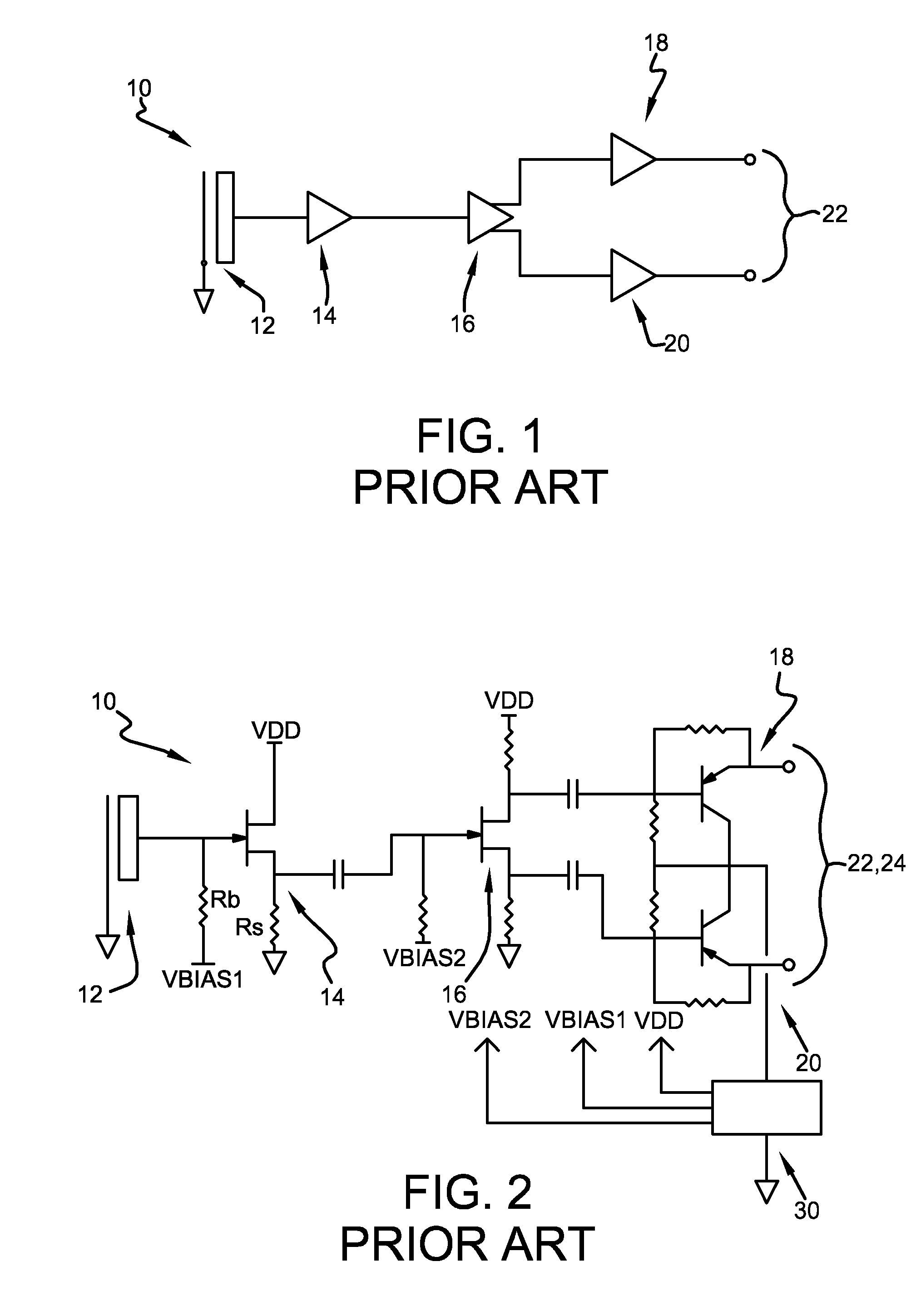 Fully differential low-noise capacitor microphone circuit