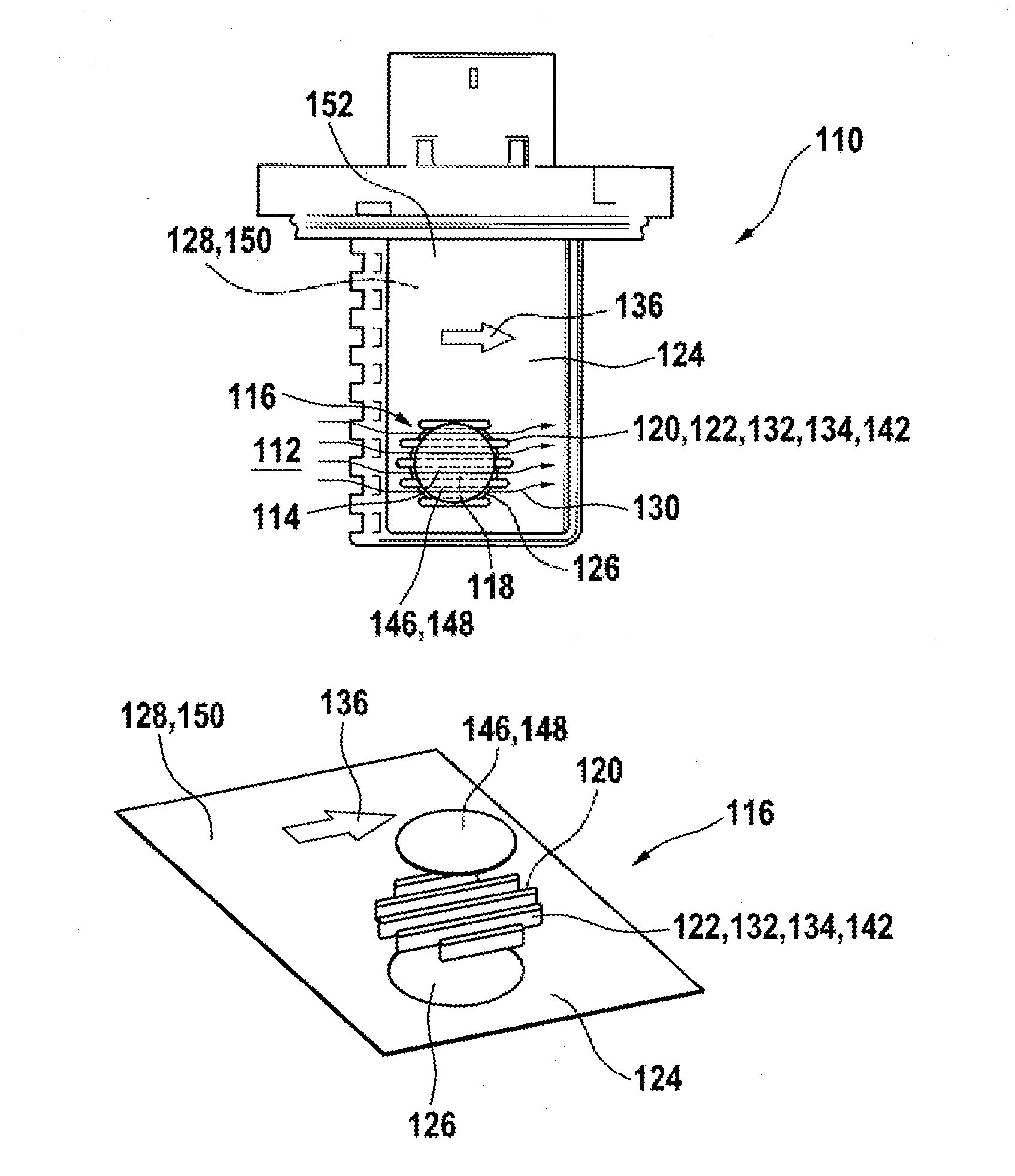 Sensor device for detecting at least the moisture of a flowing fluid medium