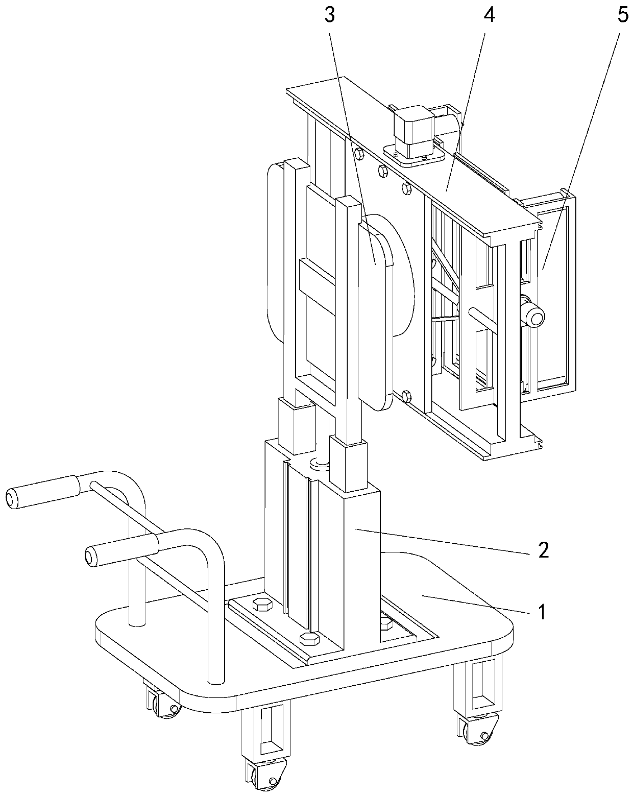 Hand-push and movable wall-attached lamp box cleaning device for subway platform