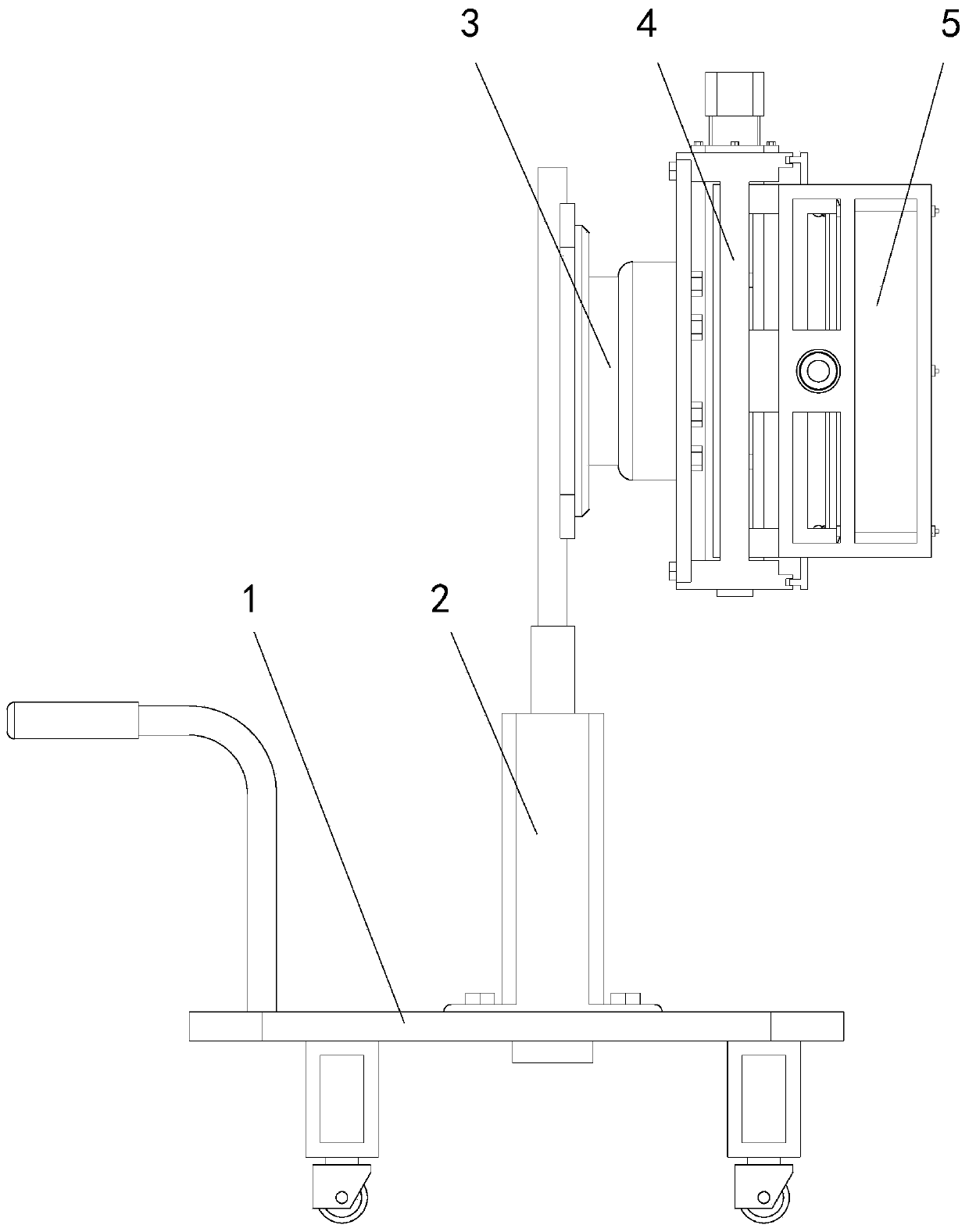 Hand-push and movable wall-attached lamp box cleaning device for subway platform