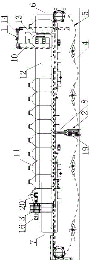 Sectionalized bottle-blocking pressure-relieving device in container conveying mechanism