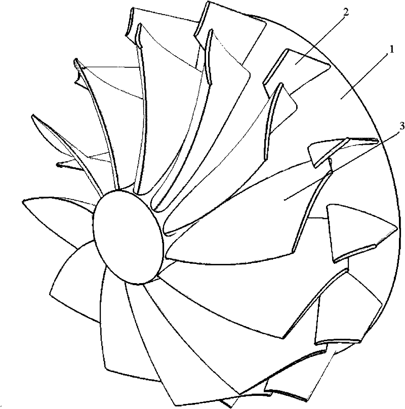 Tandem blade type mixed-flow or radial-flow turbine