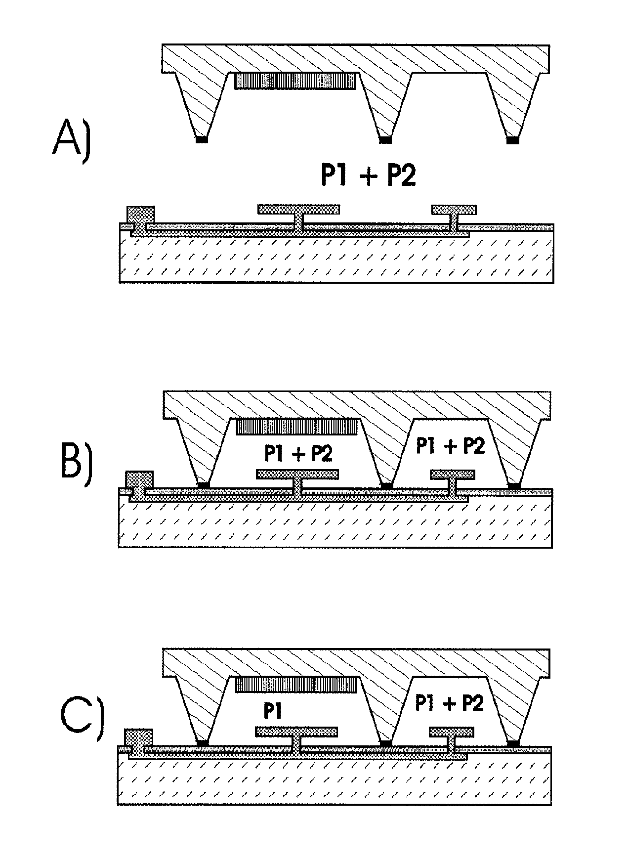 Micromechanical housing comprising at least two cavities having different internal pressure and/or different gas compositions and method for the production thereof