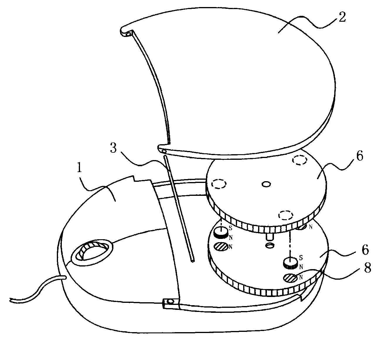 Magnetic induction type lifting adjustment mouse