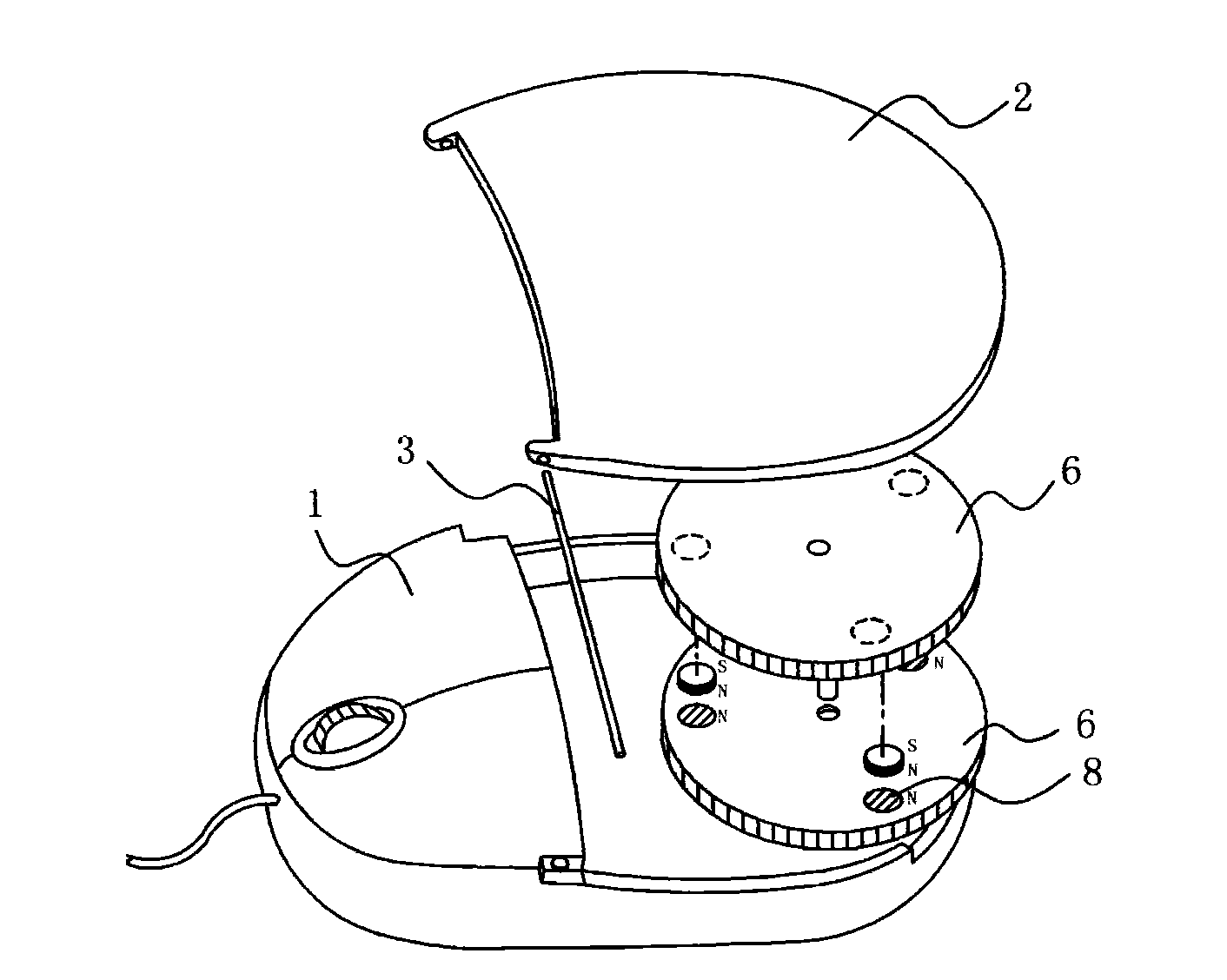 Magnetic induction type lifting adjustment mouse