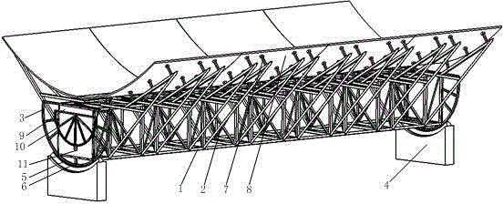 Trough solar condenser based on beams with variable cross sections