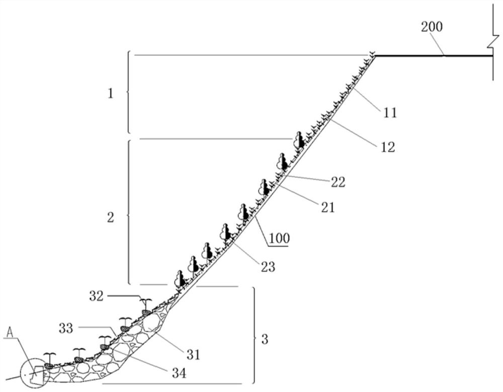 High and steep gravelly soil slope ecological restoration structure system and restoration method