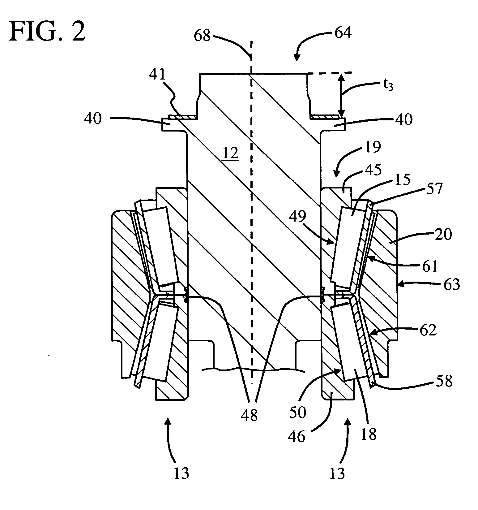 Earth bit with hub and thrust units