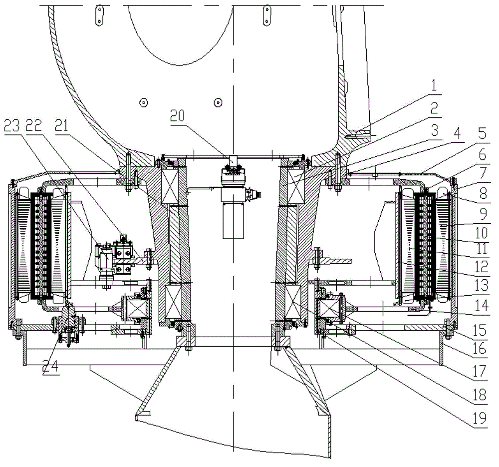 Double-air-gap superconductive direct-drive wind power generating set