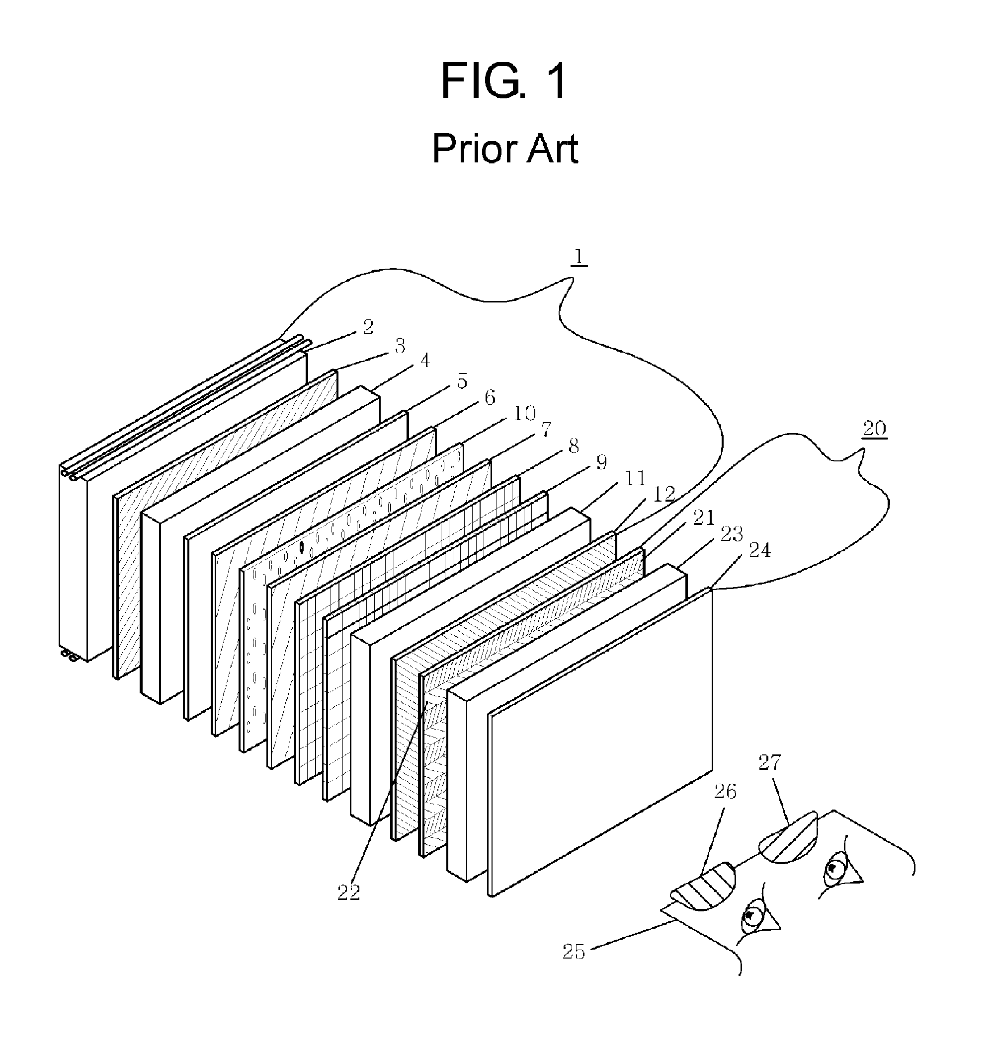 Stereoscopic tft-lcd with wire grid polarizer affixed to internal surfaces substrates