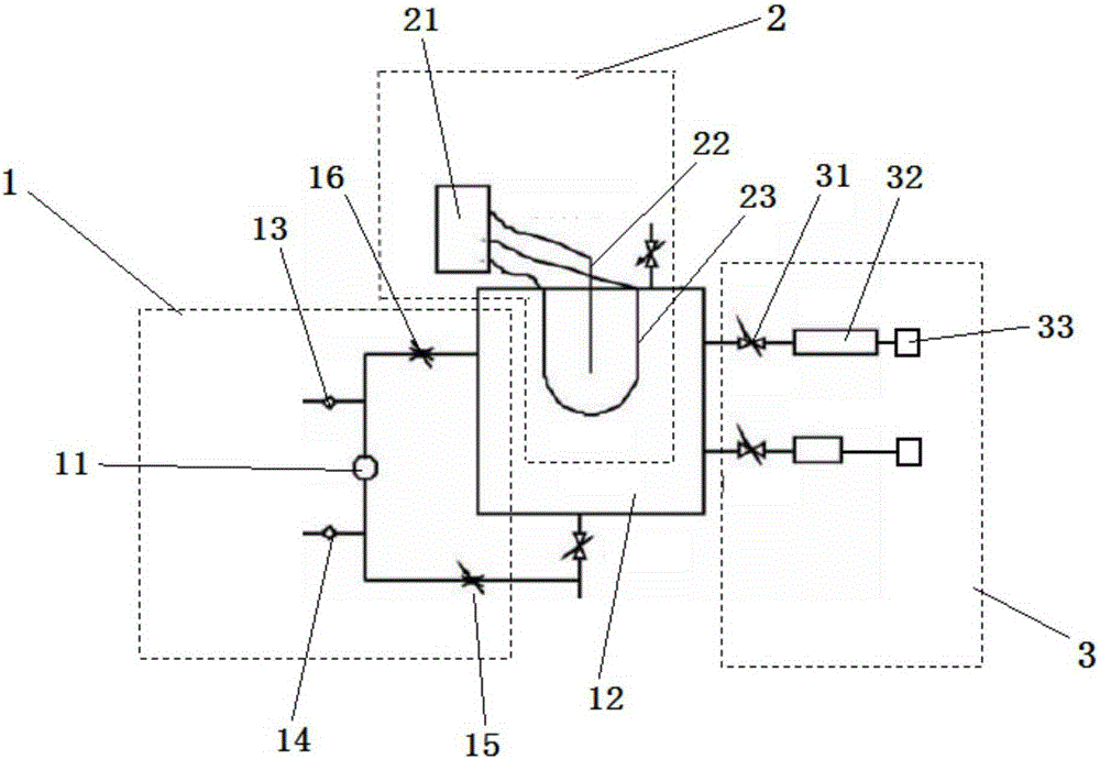 Analog device for on-line monitoring of dissolving gas in transformer oil and detection method thereof