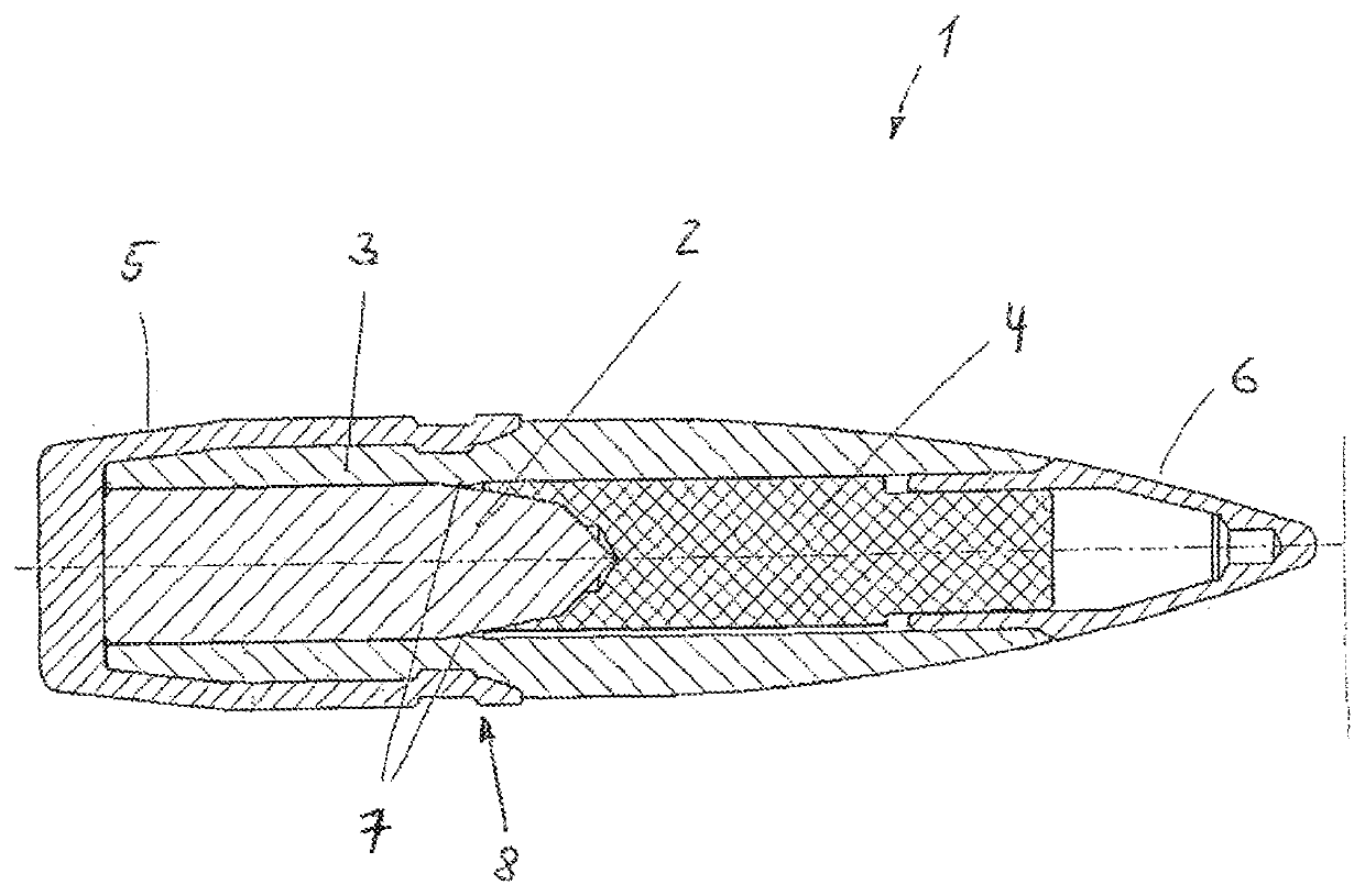 Projectile, in particular in the medium caliber range